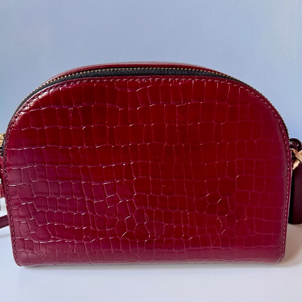 Marc Jacobs Snapshot Croc Embossed Leather Crossbody Bag Red Gold Hardware - Picture 2 of 12